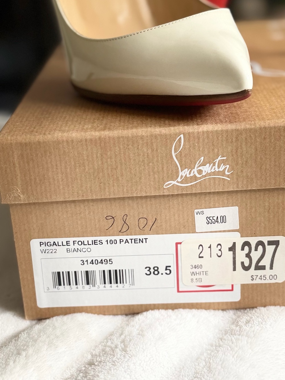 Christian Louboutin Ivory Patent Pointed Toe Stiletto Pumps - Picture 8 of 8